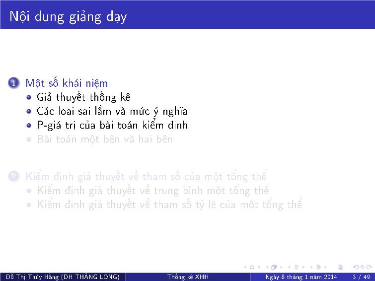 Bài giảng Thống kê xã hội - Chương VII: Kiểm định giả thuyết về tham số tổng thể trang 6