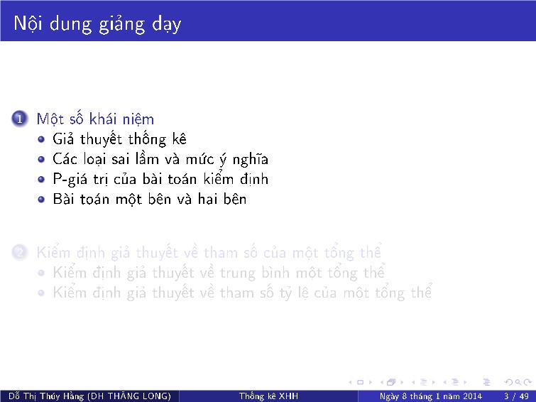 Bài giảng Thống kê xã hội - Chương VII: Kiểm định giả thuyết về tham số tổng thể trang 7