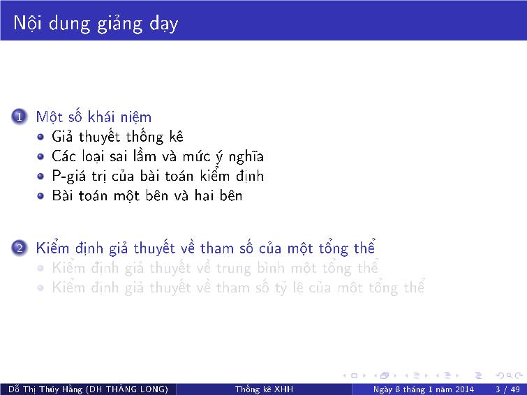 Bài giảng Thống kê xã hội - Chương VII: Kiểm định giả thuyết về tham số tổng thể trang 8