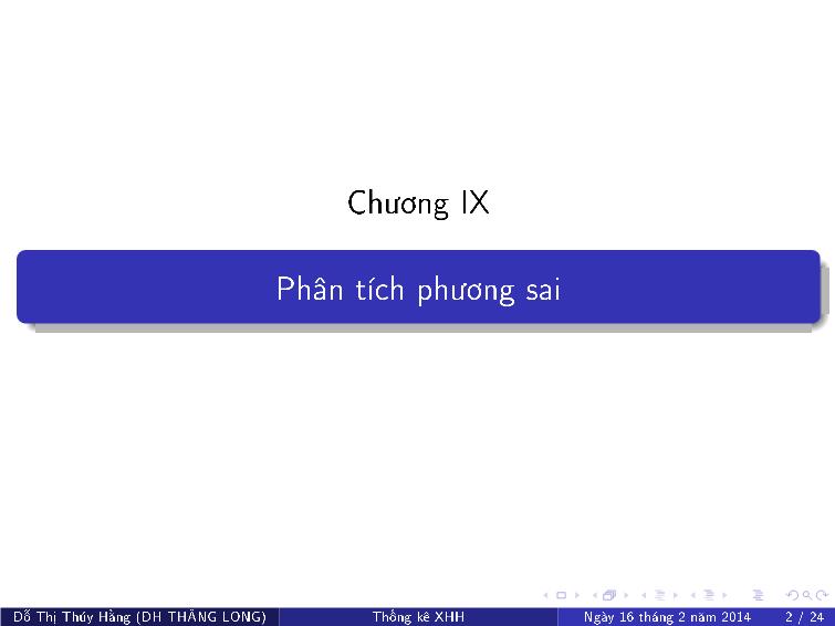 Bài giảng Thống kê xã hội - Chương IX: Phân tích phương sai trang 2