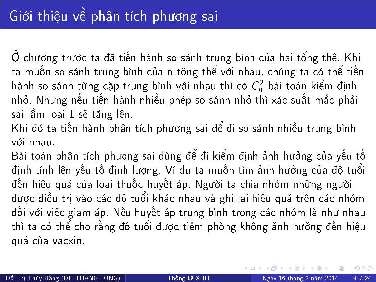 Bài giảng Thống kê xã hội - Chương IX: Phân tích phương sai trang 8