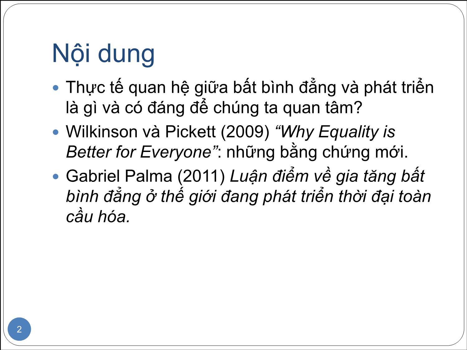 Bài giảng Bất bình đẳng và phát triển trang 2