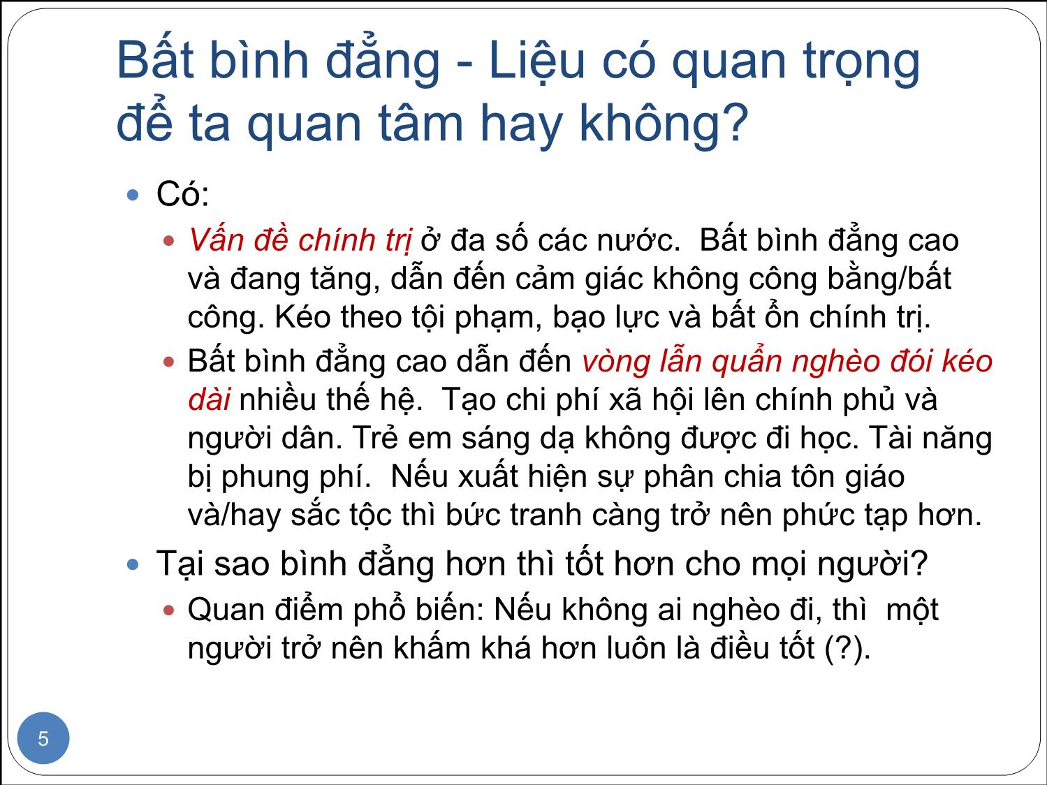 Bài giảng Bất bình đẳng và phát triển trang 5