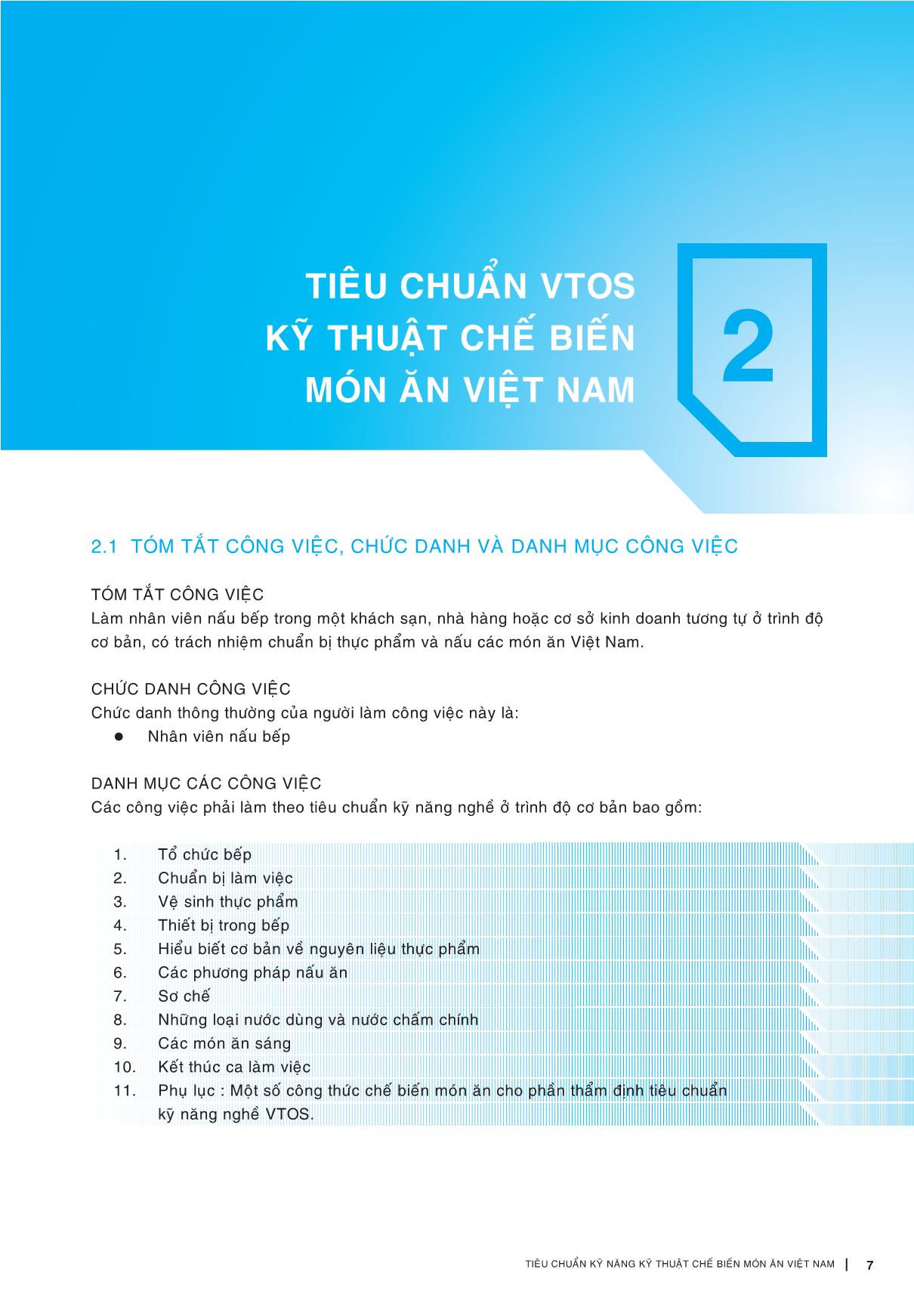 Tiêu chuẩn kỹ năng nghề du lịch Việt Nam - Kỹ thuật chế biến món ăn Việt Nam trang 10