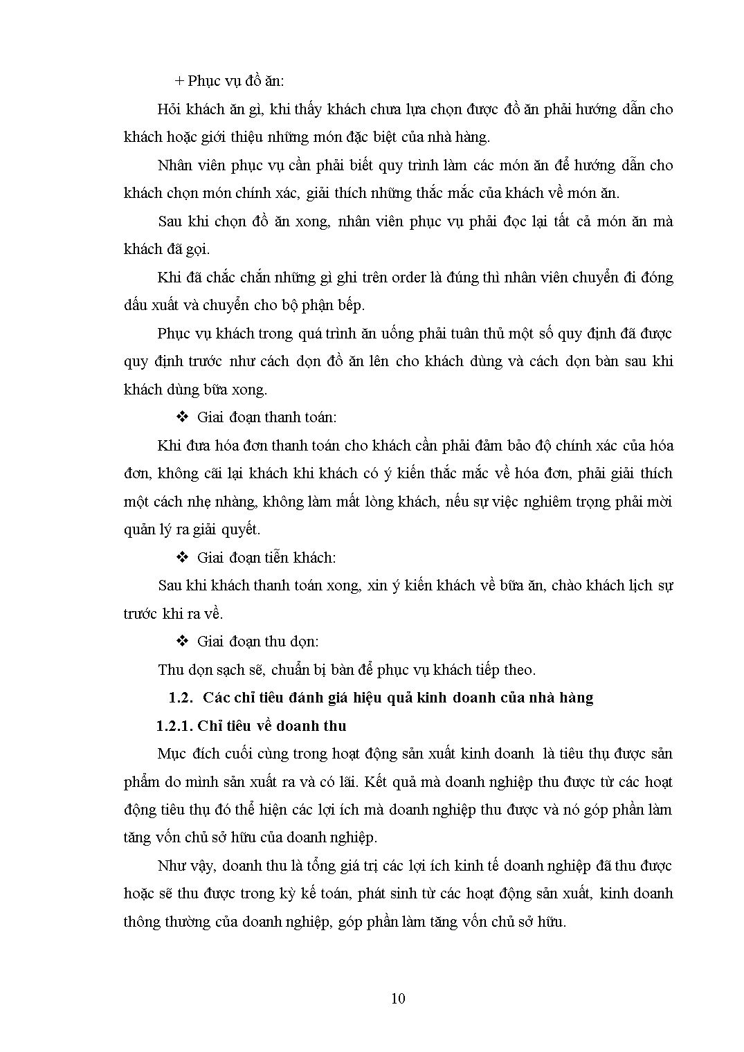 Đề tài Phân tích hoạt động kinh doanh của nhà hàng Mây Da trang 10