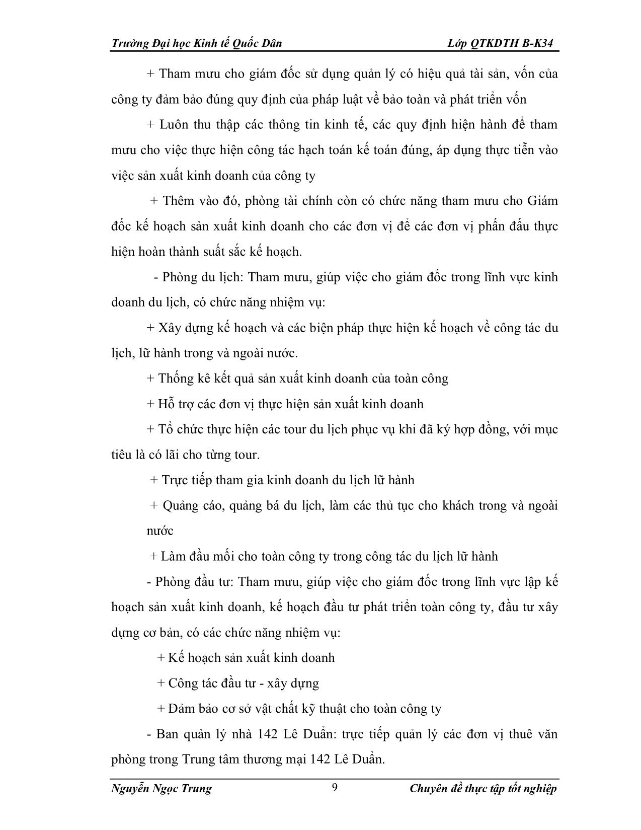 Luận văn Một số giải pháp phát triển kinh doanh lữ hành ở Công ty cổ phần Dịch vụ du lịch đường sắt Hà Nội trang 9