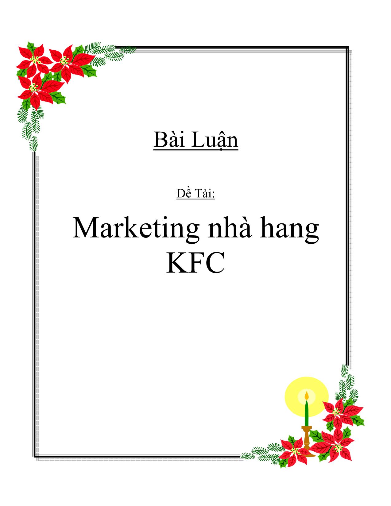 Đề tài Marketing nhà hàng KFC trang 1