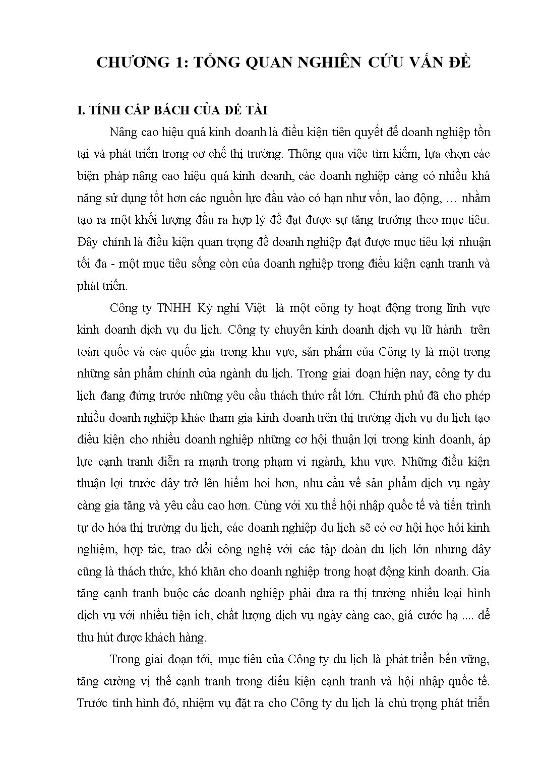 Đề tài Thực trạng hoạt động kinh doanh và một số giải pháp nâng cao hiệu quả hoạt động kinh doanh của công ty TNHH Kỳ Nghỉ Việt trang 4