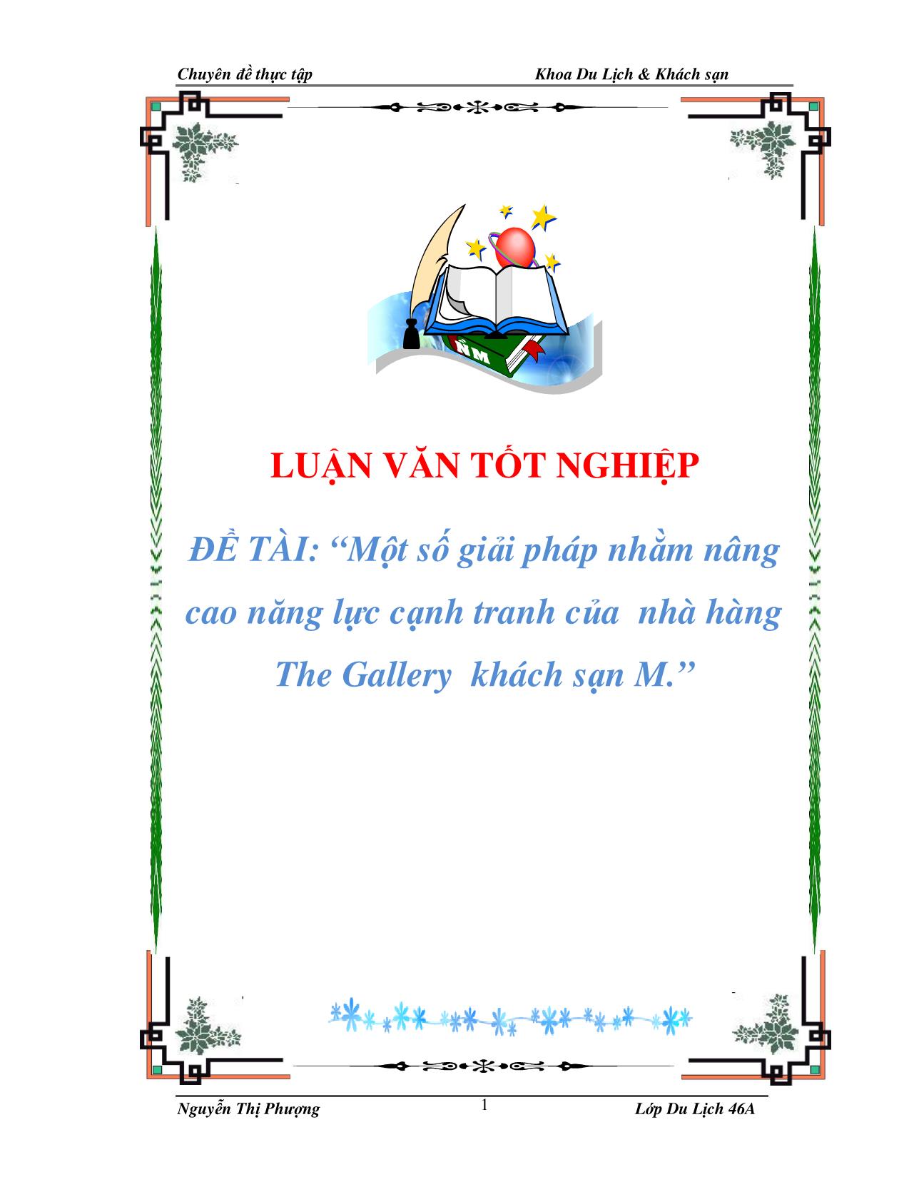 Luận văn Một số giải pháp nhằm nâng cao năng lực cạnh tranh của nhà hàng The Gallery khách sạn M trang 1