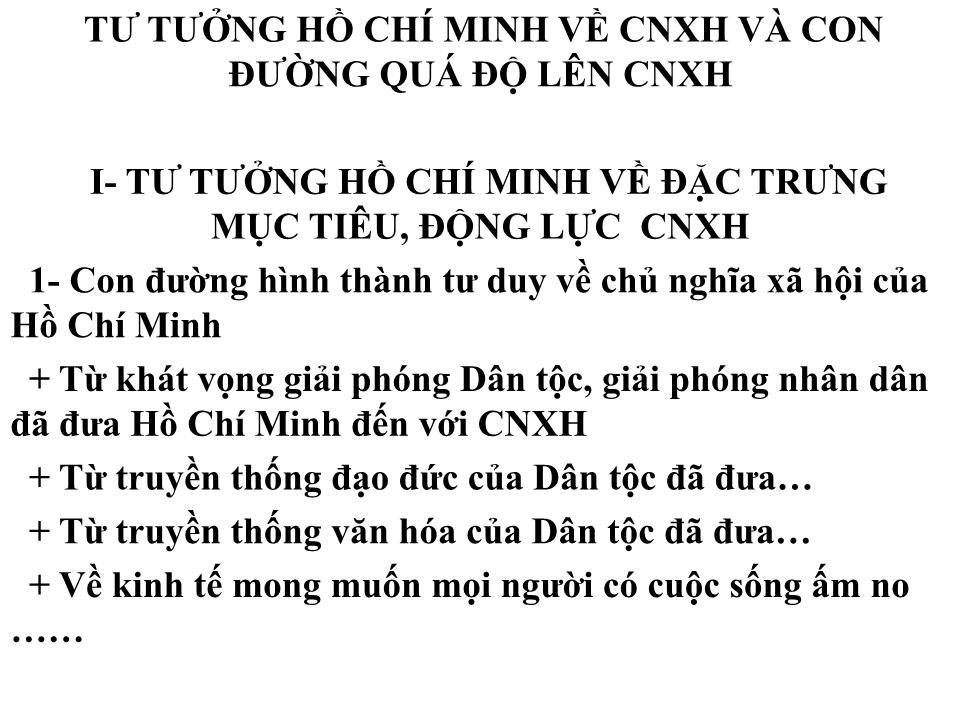 Bài giảng Tư tưởng Hồ Chí Minh về CNXH và con đường quá độ lên CNXH trang 1