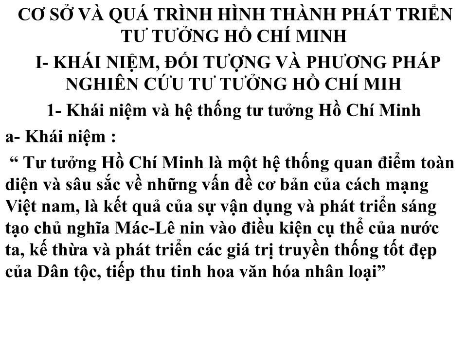 Bài giảng Cơ sở và quá trình hình thành phát triển tư tưởng Hồ Chí Minh trang 1