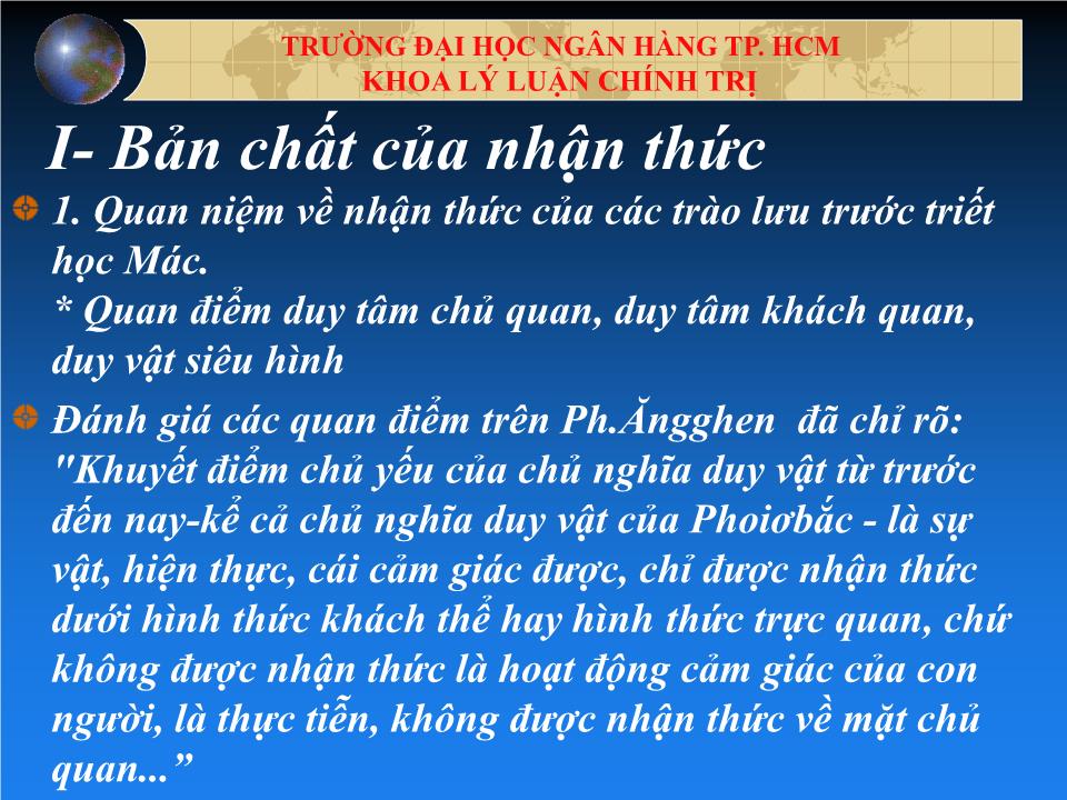 Bài giảng Lý luận nhận thức trang 2