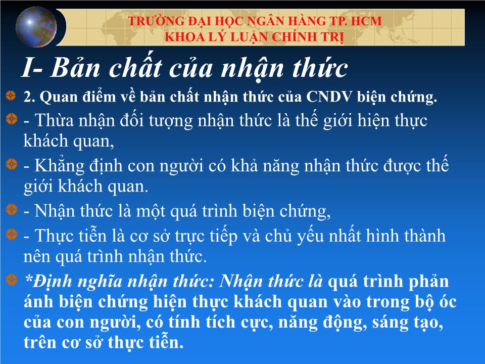 Bài giảng Lý luận nhận thức trang 3