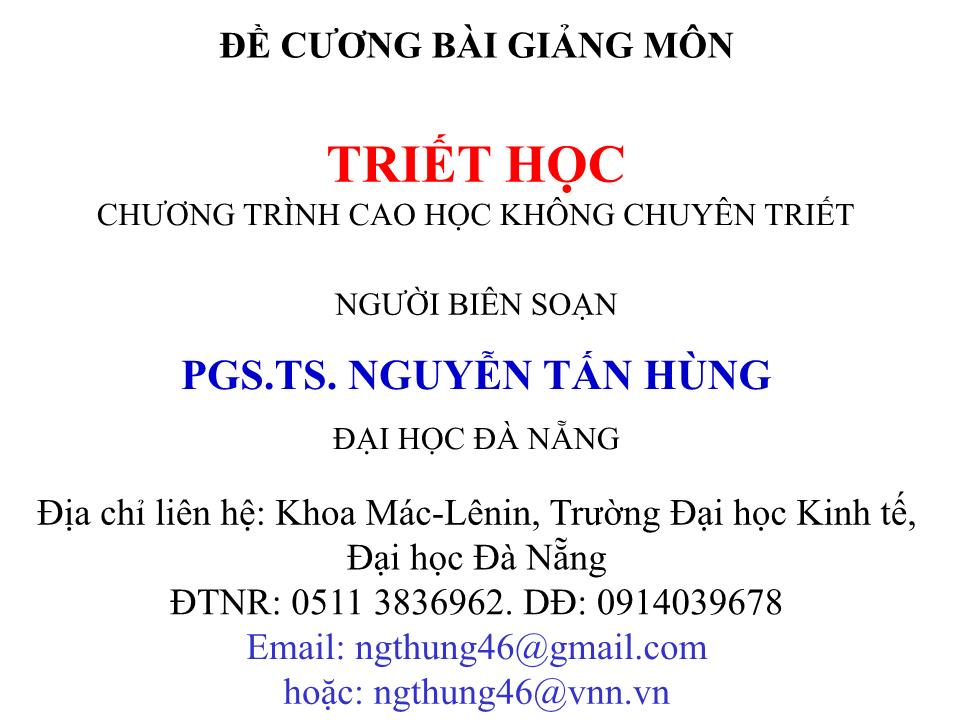 Bài giảng Triết học - Chương I: Triết học và vai trò của triết học trong đời sống xã hội trang 1