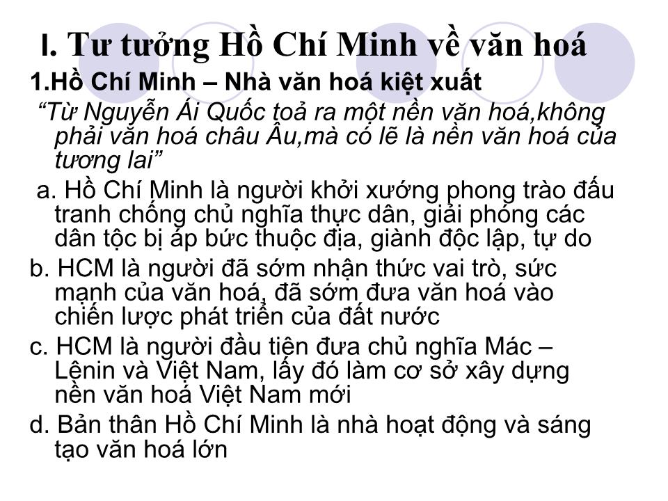 Bài giảng Tư tưởng Hồ Chí Minh - Chương VI: Tư tưởng Hồ Chí Minh về văn hoá, đạo đức và xây dựng con người mới trang 2