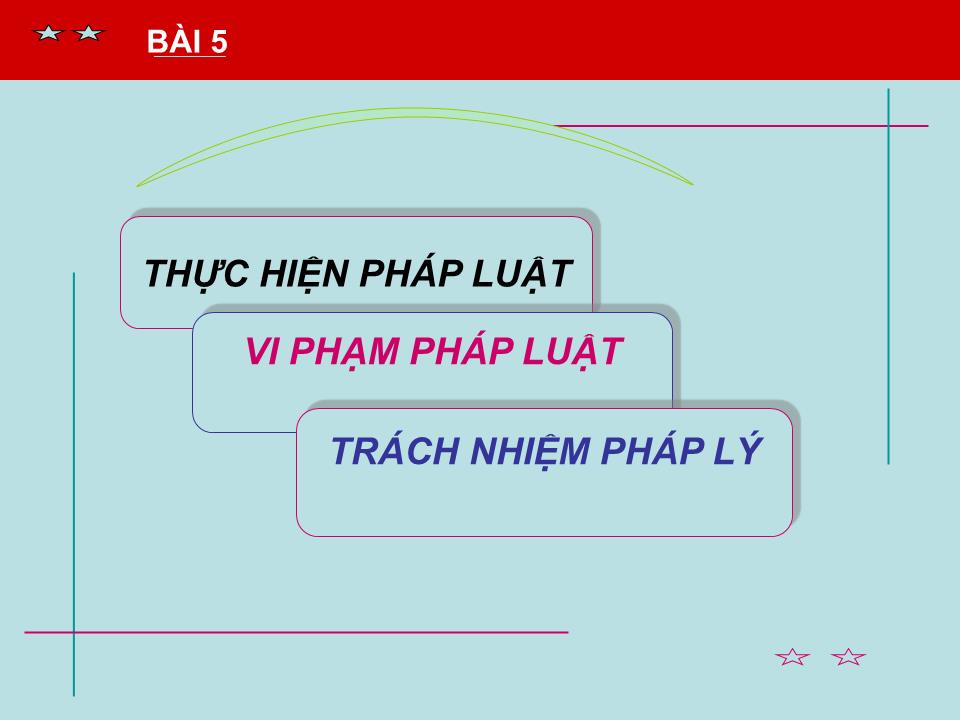 Bài giảng Pháp luật đại cương - Bài 5: Thực hiện pháp luật, vi phạm pháp luật và trách nhiệm pháp lý trang 2