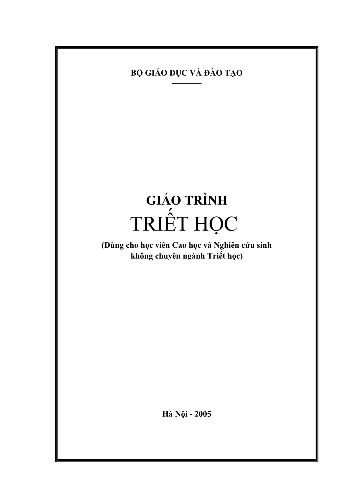 Giáo trình Triết học (Dùng cho học viên cao học và nghiên cứu sinh không chuyên ngành Triết học) trang 1