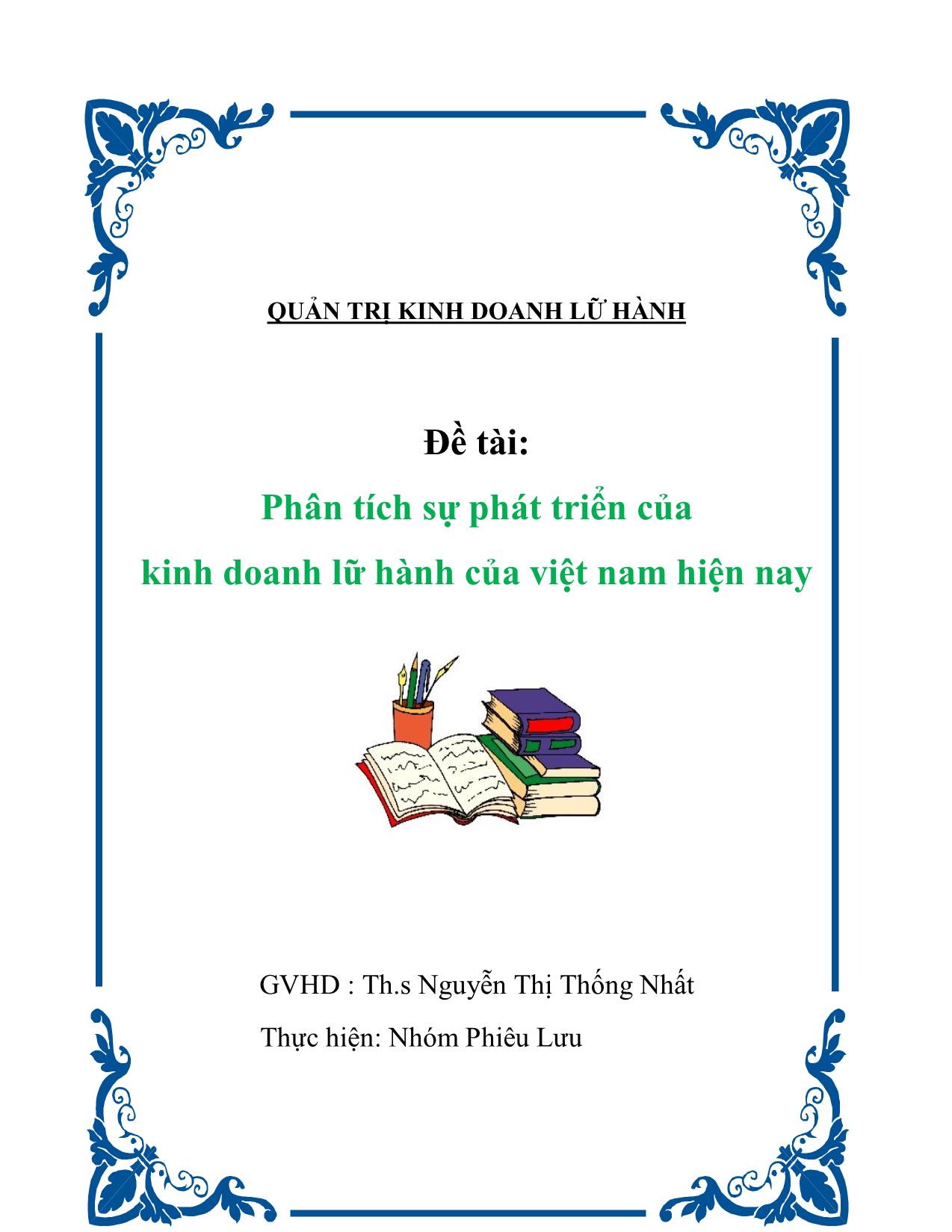 Đề tài Phân tích sự phát triển của kinh doanh lữ hành của Việt Nam hiện nay trang 1