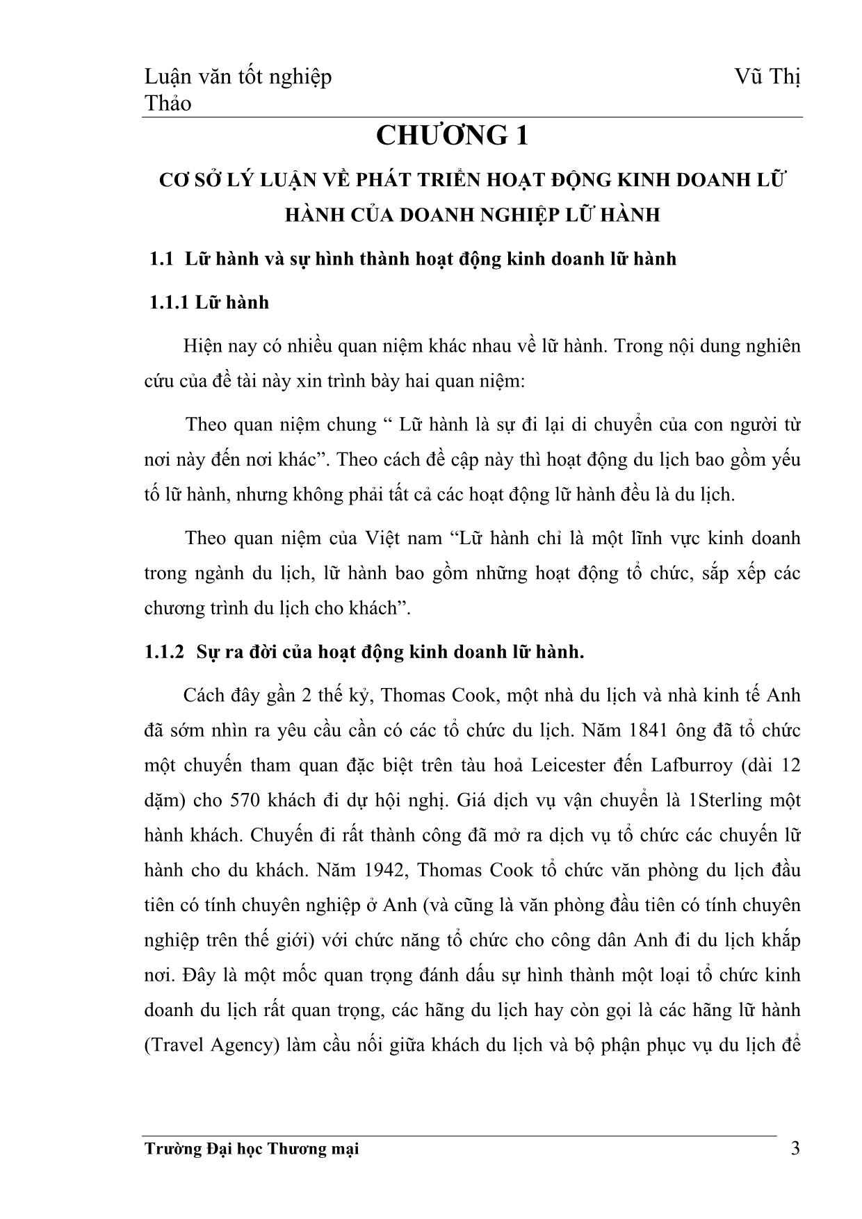 Luận văn Giải pháp phát triển hoạt động kinh doanh lữ hành nội địa của Xí nghiệp Đầu tư và phát triển du lịch Sông Hồng thuộc Công ty Du lịch và thương mại tổng hợp Thăng Long trang 4