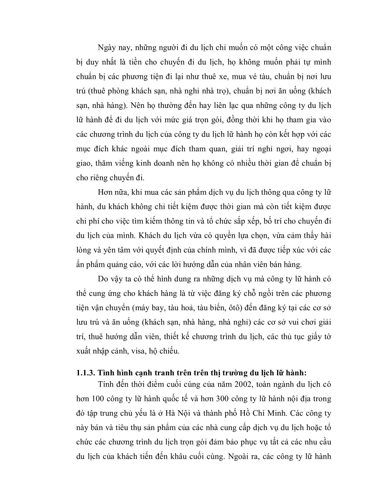 Luận văn Những giải pháp Marketing cho hoạt động kinh doanh du lịch lữ hành ở Công ty Cổ phần Du lịch và Thương mại Đông Nam Á trang 7