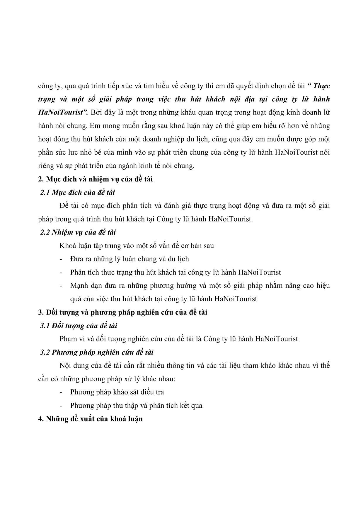 Thực trạng và một số giải pháp trong việc thu hút khách nội địa tại công ty lữ hành HaNoiTourist trang 3