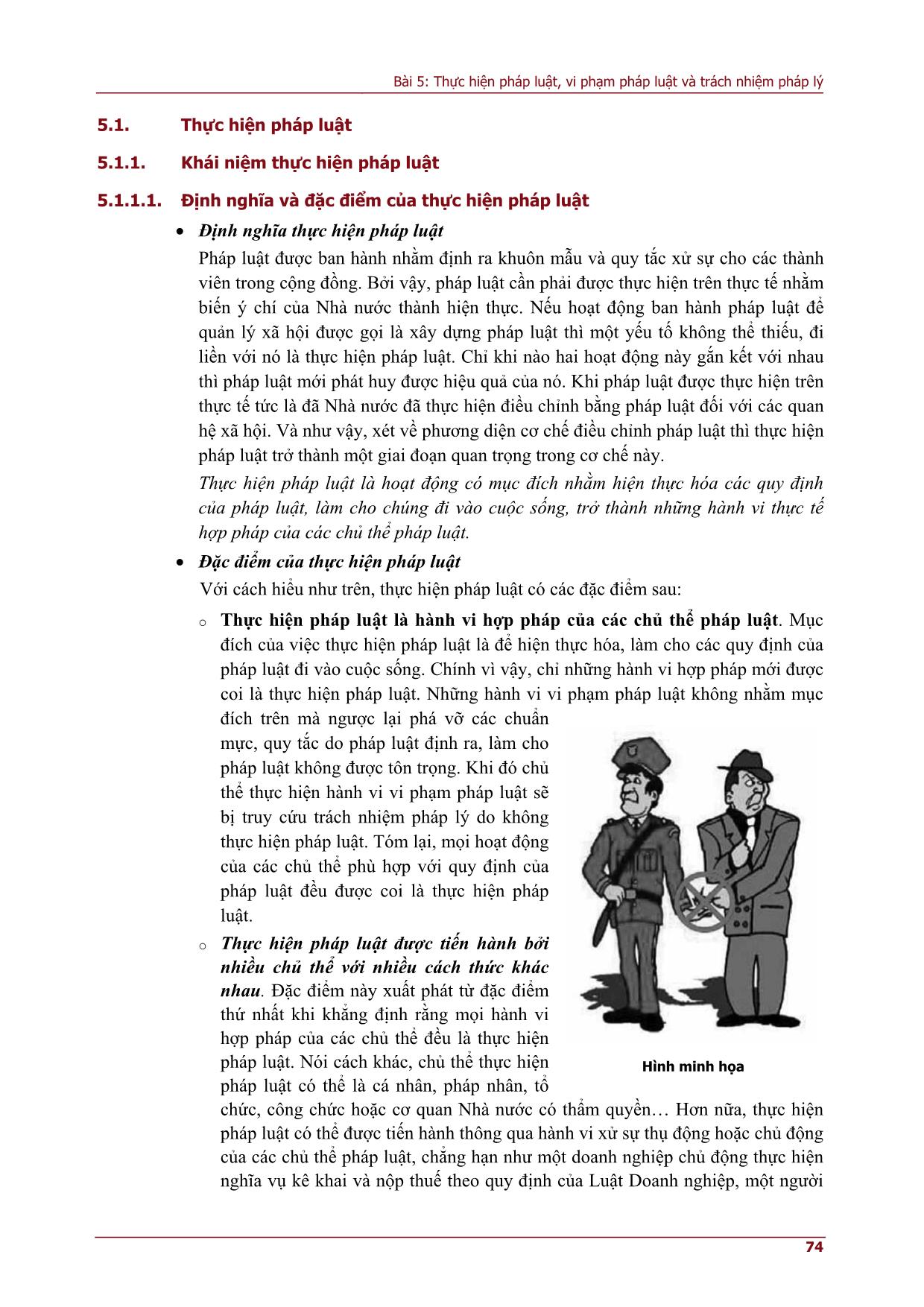 Bài giảng môn Pháp luật đại cương - Bài 5: Thực hiện pháp luật, vi phạm pháp luật và trách nhiệm pháp lý trang 4