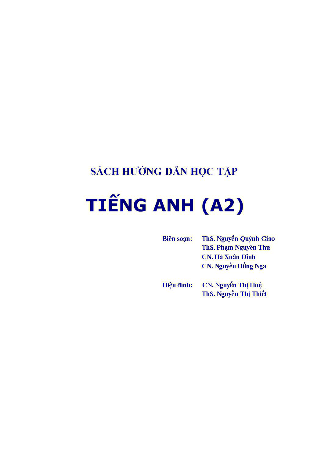 Giáo trình Tiếng Anh (A2) trang 2