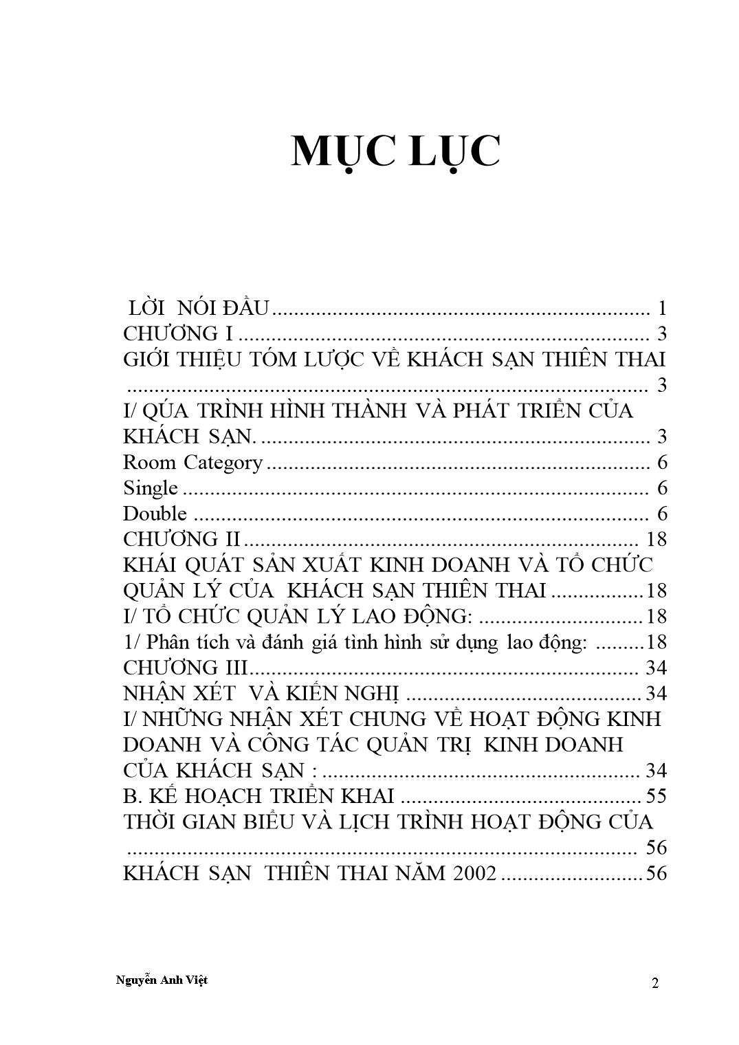 Đề tài Nâng cao hiệu quả của công tác Marketing du lịch và hiệu quả hoạt động kinh doanh của khách sạn Thiên Thai trang 2