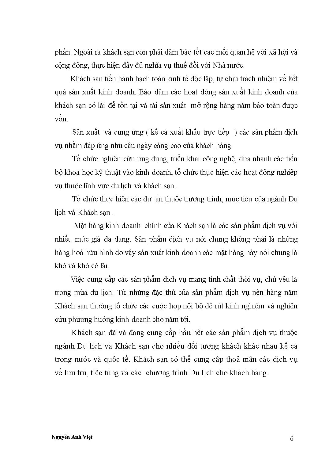 Đề tài Nâng cao hiệu quả của công tác Marketing du lịch và hiệu quả hoạt động kinh doanh của khách sạn Thiên Thai trang 6