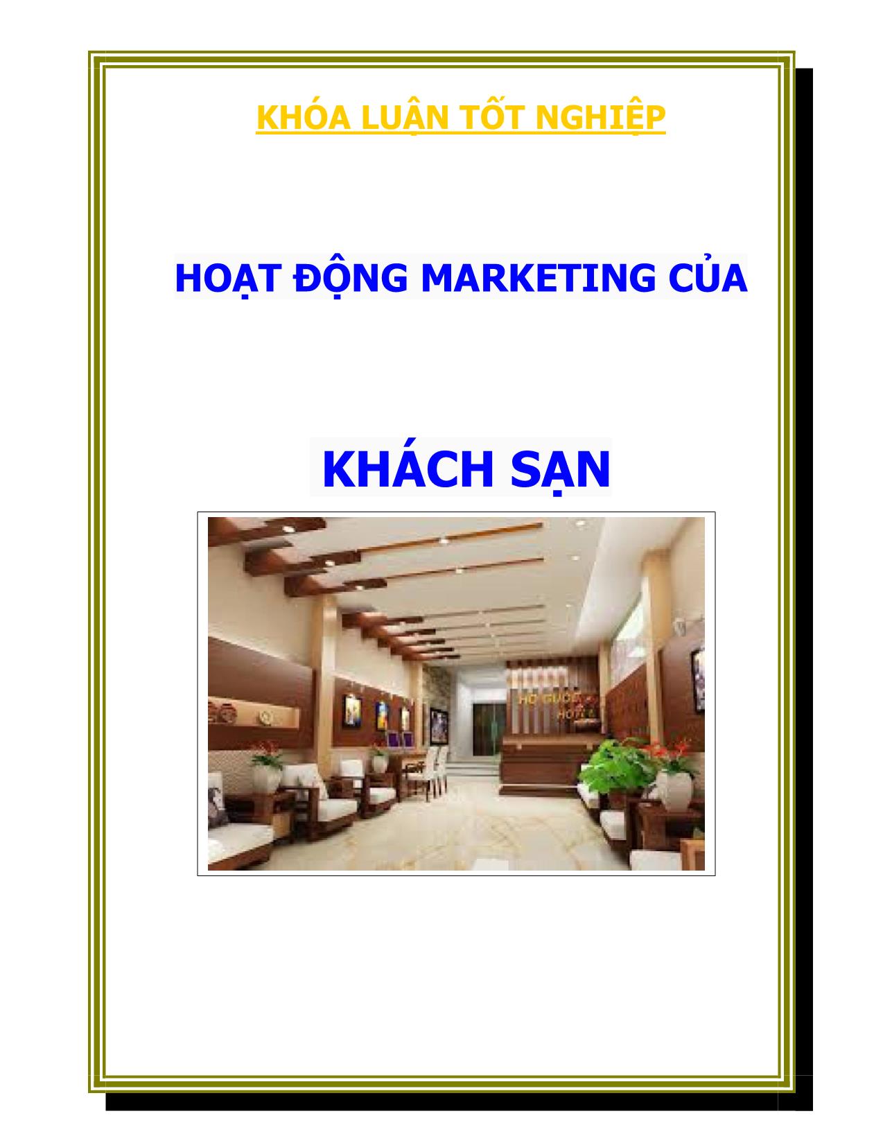 Đề tài Hoạt động marketing của khách sạn trang 1