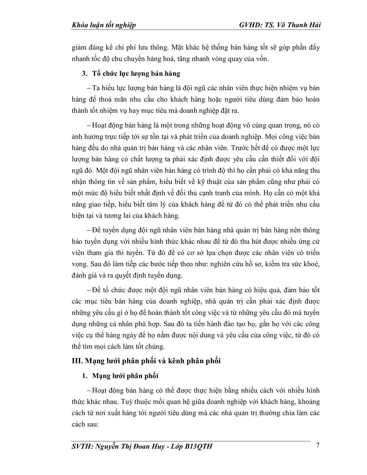 Luận văn Các biện pháp nâng cao công tác quản trị bán hàng đối với sản phẩm maty tính xách tay tại công ty TNHH Tin Học Nước Việt trang 7