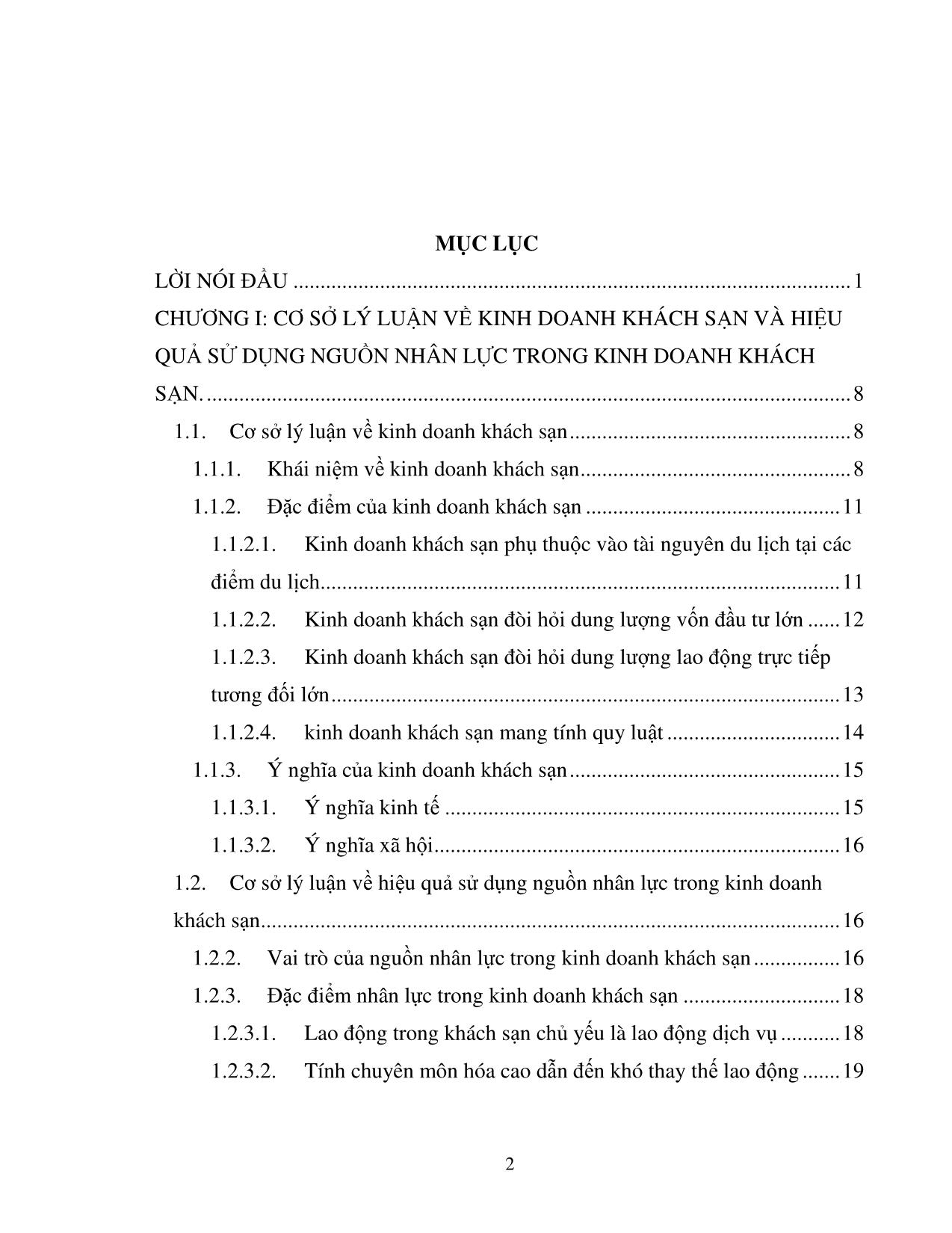 Giải pháp nâng cao hiệu quả sử dụng nguồn nhân lực của Khách sạn Điện Lực Hà Nội trang 2