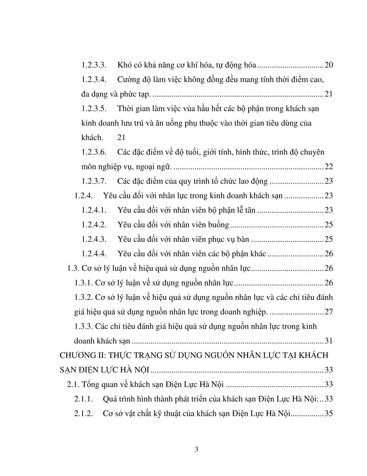 Giải pháp nâng cao hiệu quả sử dụng nguồn nhân lực của Khách sạn Điện Lực Hà Nội trang 3