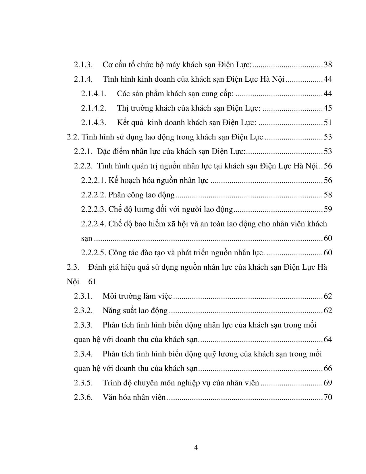 Giải pháp nâng cao hiệu quả sử dụng nguồn nhân lực của Khách sạn Điện Lực Hà Nội trang 4