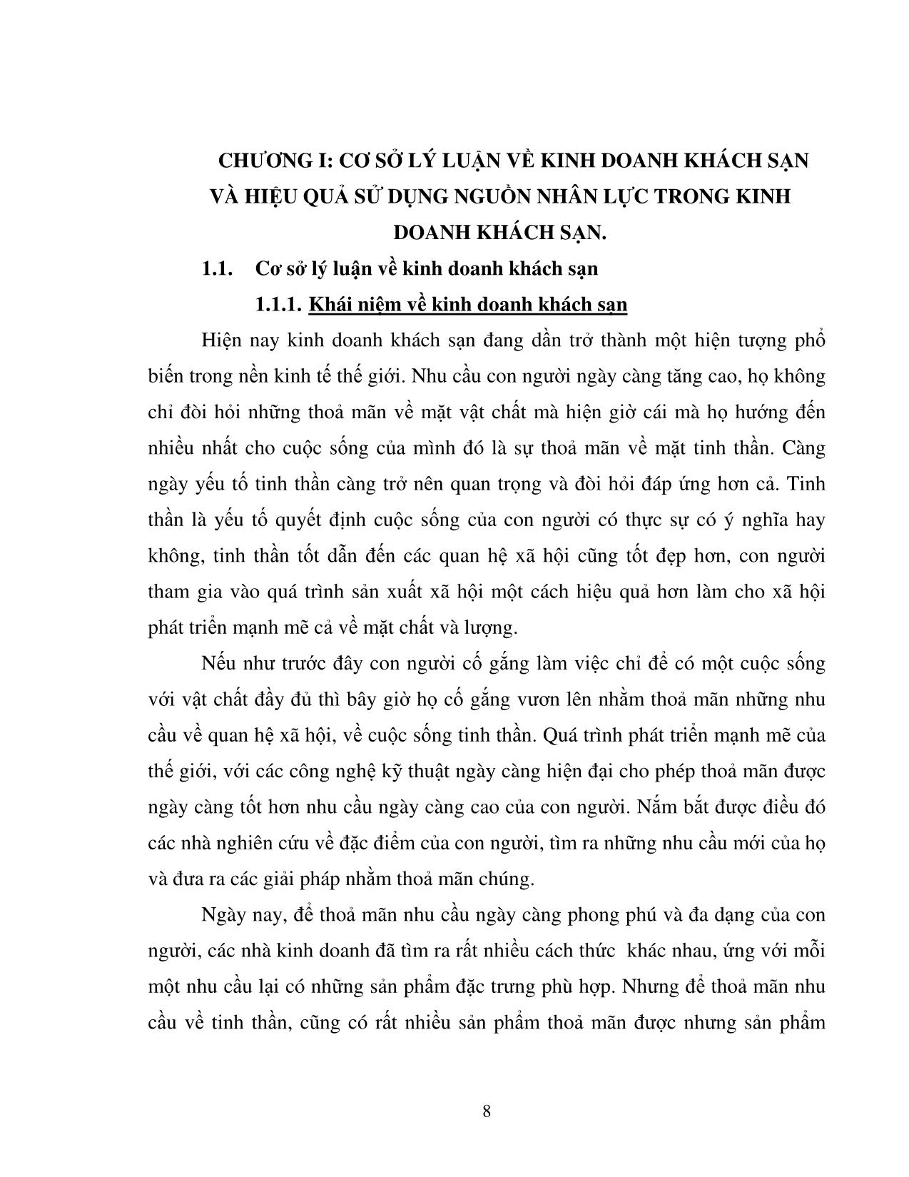 Giải pháp nâng cao hiệu quả sử dụng nguồn nhân lực của Khách sạn Điện Lực Hà Nội trang 8