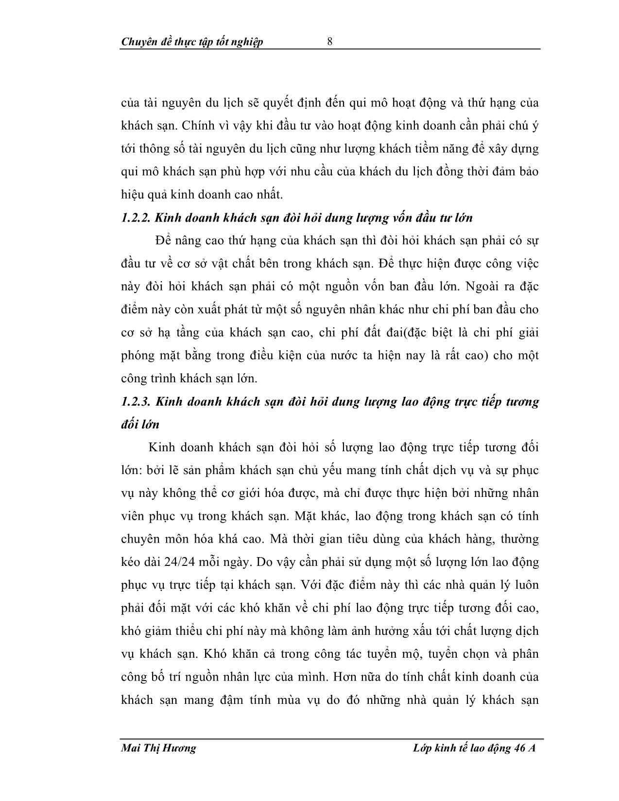 Đề tài Một số kiến nghị hoàn thiện quản lý nguồn nhân lực để nâng cao hiệu quả kinh doanh của khách sạn Điện Lực Hà Nội trang 8