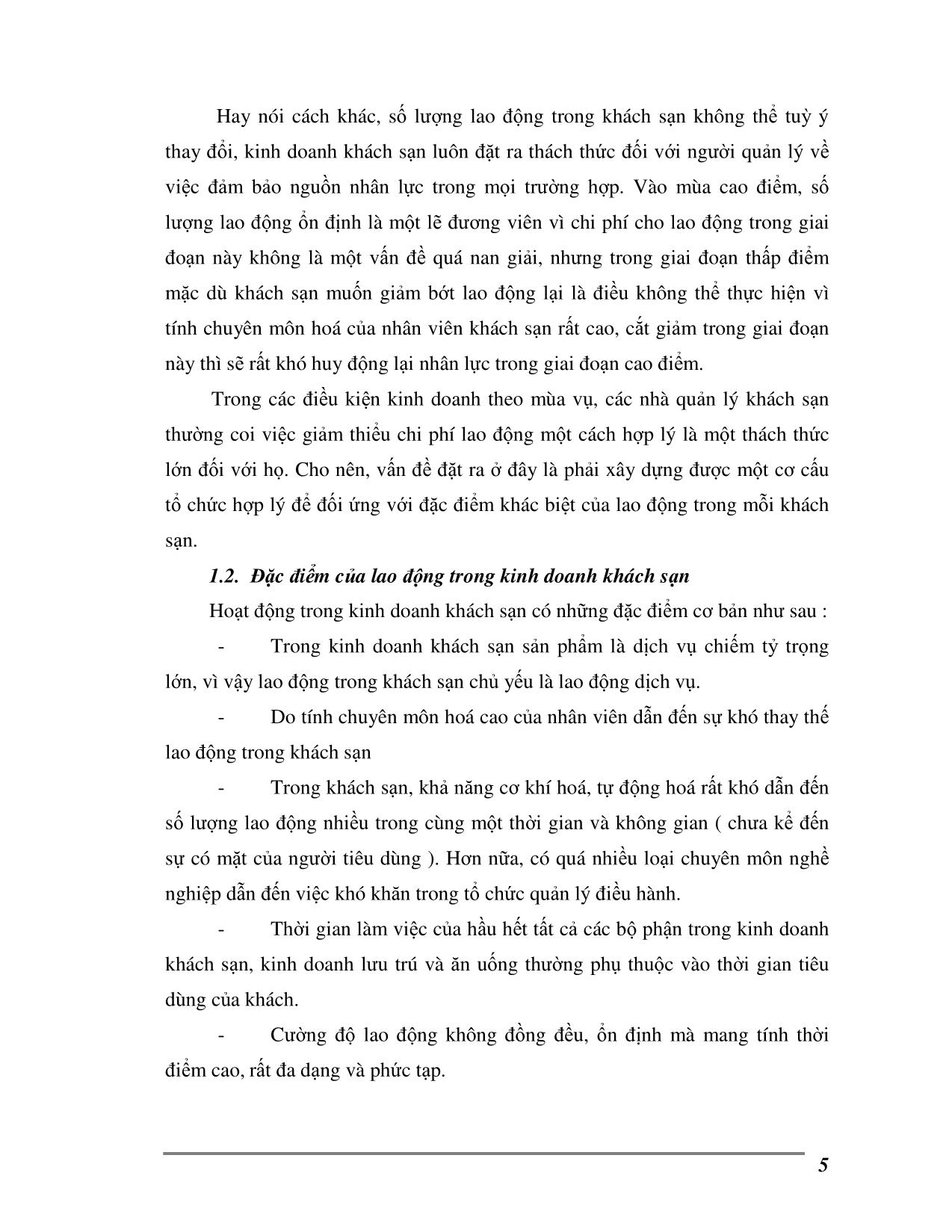 Luận văn Thực trạng và giải pháp nhằm hoàn thiện cơ cấu tổ chức đối ứng với tính không ổn định về lao động của khách sạn Hồng Ngọc trang 5