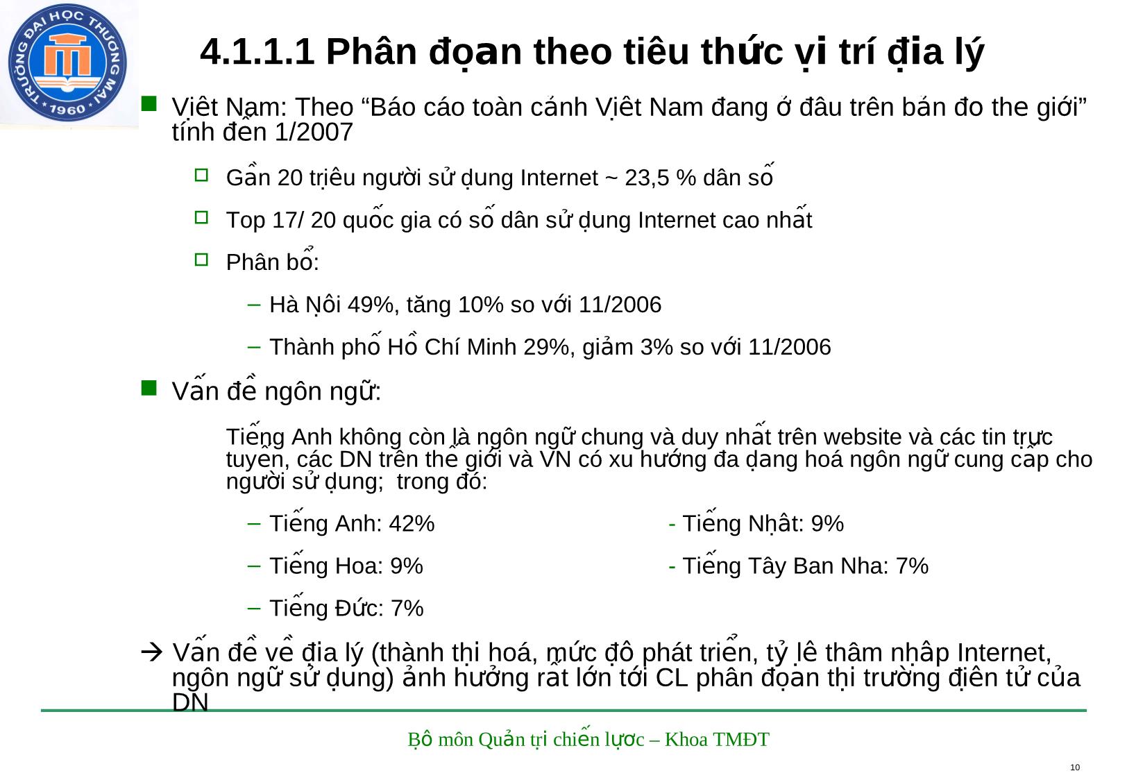 Bài giảng Marketing điện tử - Chương 4: Chiến lược định vị và hoạch định marketing điện tử trang 10