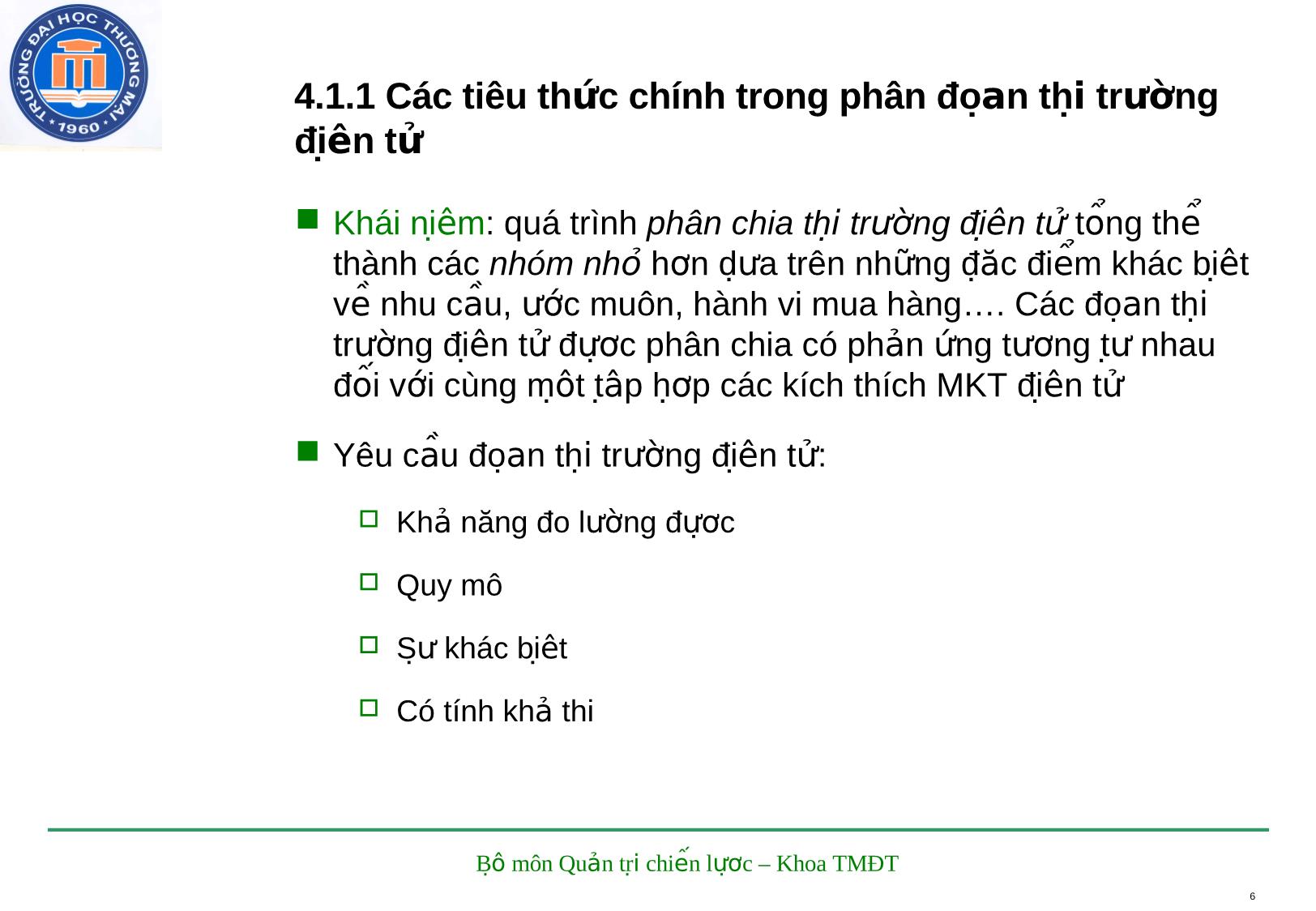 Bài giảng Marketing điện tử - Chương 4: Chiến lược định vị và hoạch định marketing điện tử trang 6