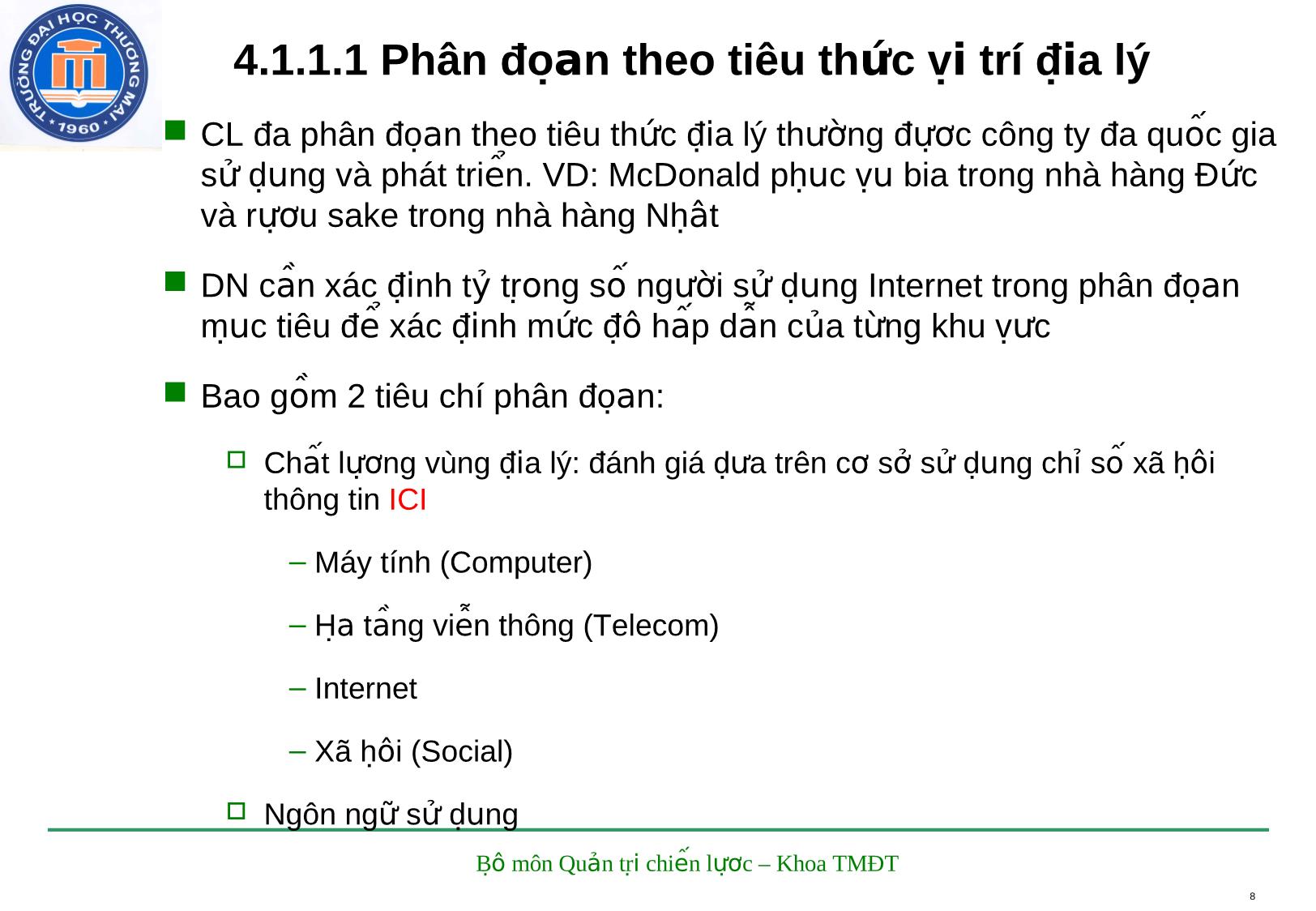 Bài giảng Marketing điện tử - Chương 4: Chiến lược định vị và hoạch định marketing điện tử trang 8