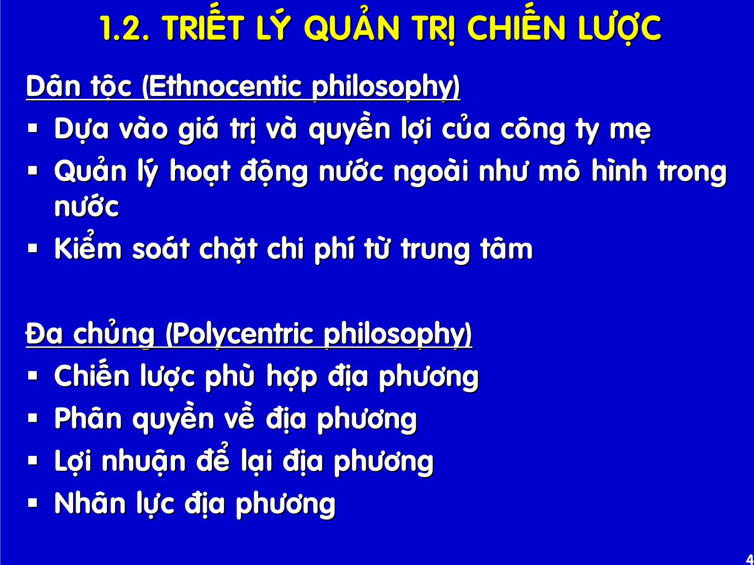 Bài giảng Quản trị kinh doanh quốc tế - Chương 7: Hoạch định chiến lược toàn cầu trang 4