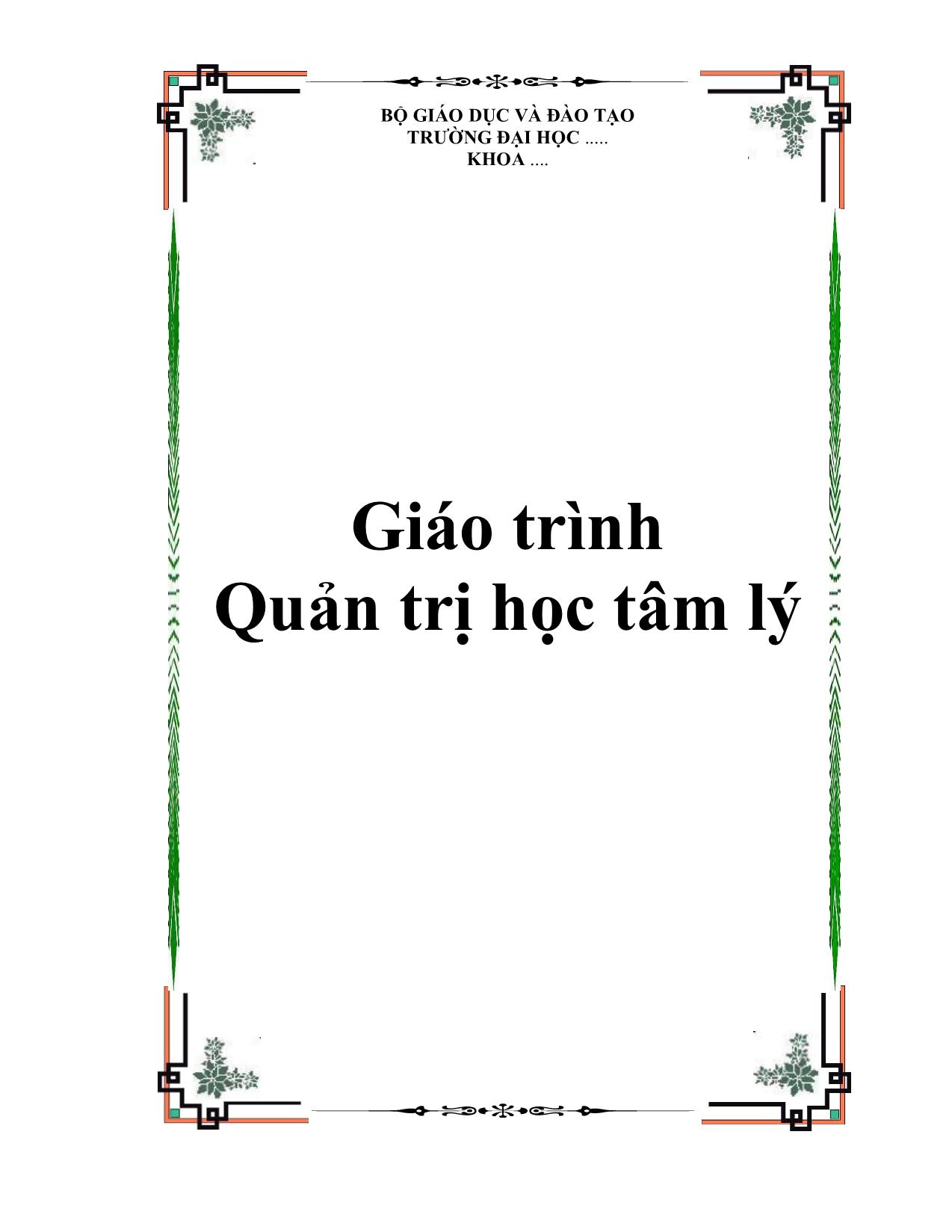 Giáo trình Quản trị học tâm lý trang 1