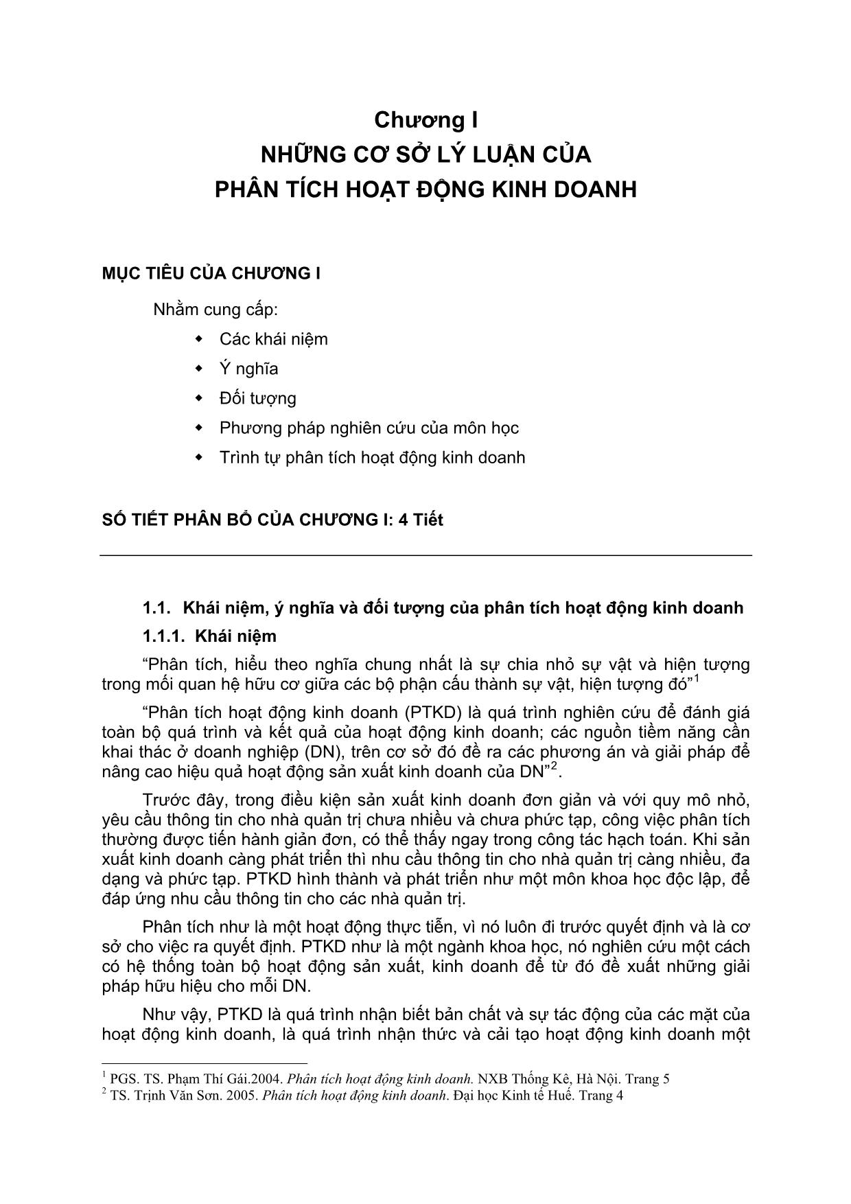 Giáo trình môn Phân tích hoạt động kinh doanh trang 2