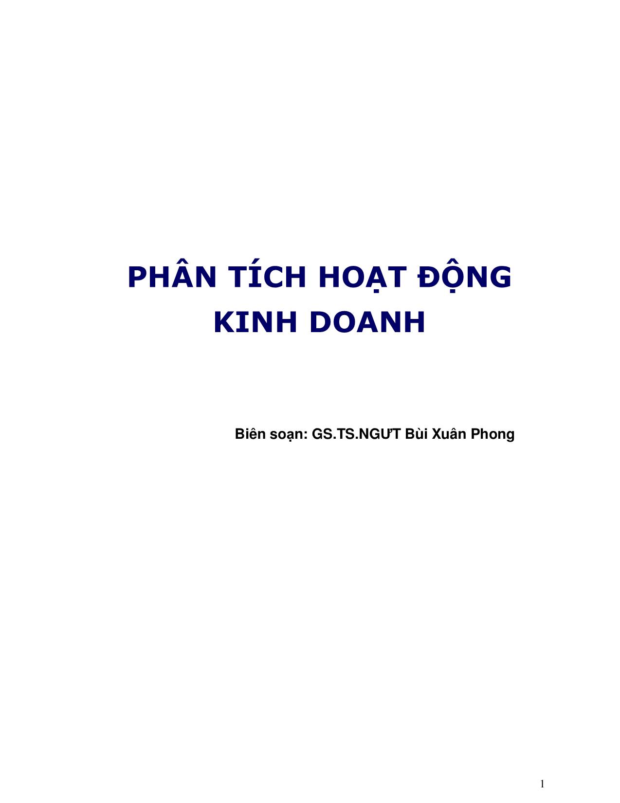 Giáo trình môn Phân tích hoạt động kinh doanh - Bùi Xuân Phong trang 1