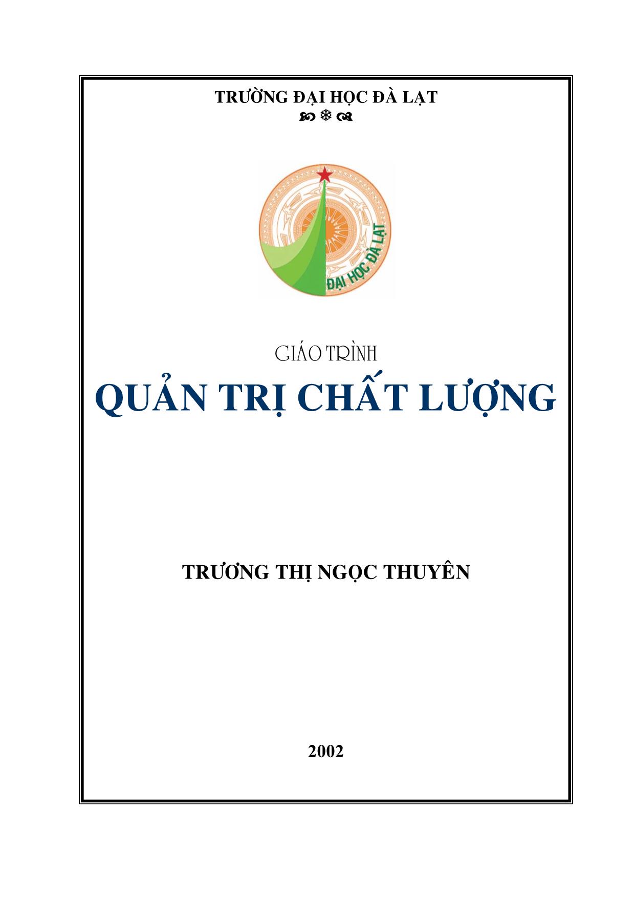 Giáo trình Quản trị chất lượng - Trương Thị Ngọc Thuyên trang 1