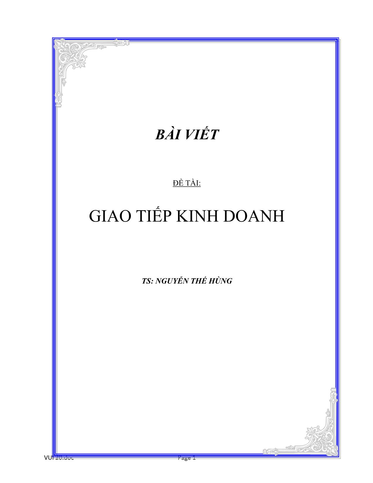 Đề tài Giao tiếp kinh doanh trang 1