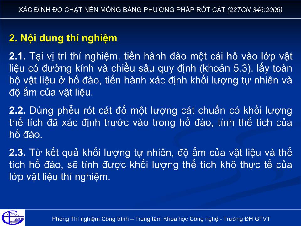 Đề tài Xác định độ chặt nền móng bằng phương pháp rót cát (22TCN 346:2006) trang 4