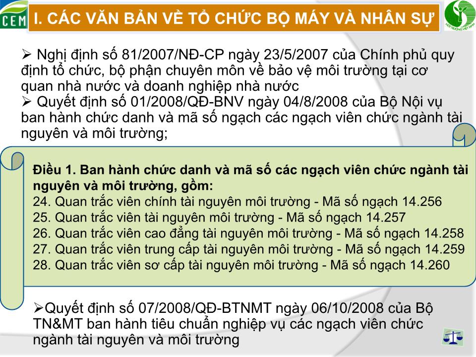 Hệ thống văn bản, quy định liên quan đến hoạt động quan trắc môi trường trang 9