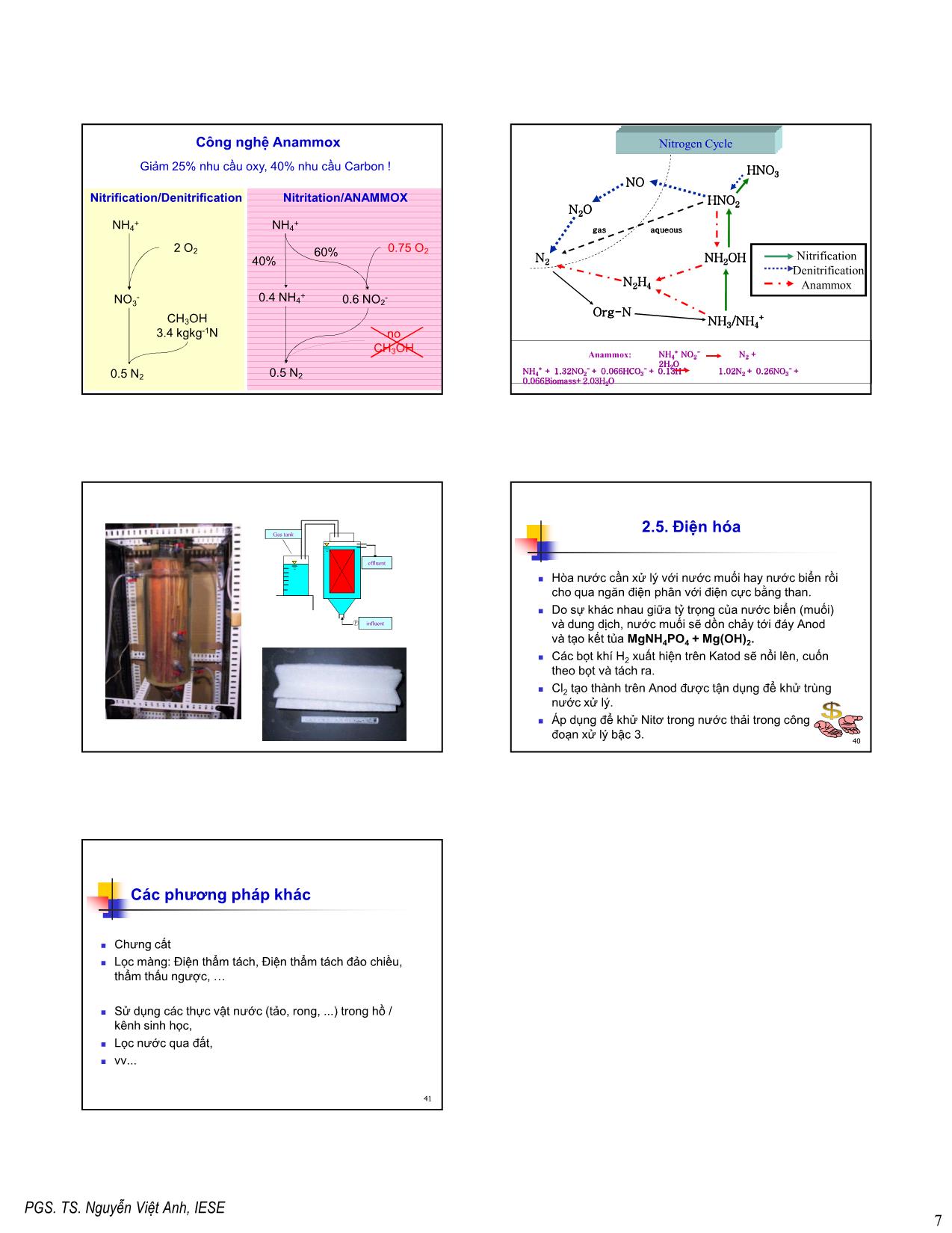 Bài giảng Xử lý các chất đặc biệt của nước - Xử lý các hợp chất Nitơ trong nước trang 7