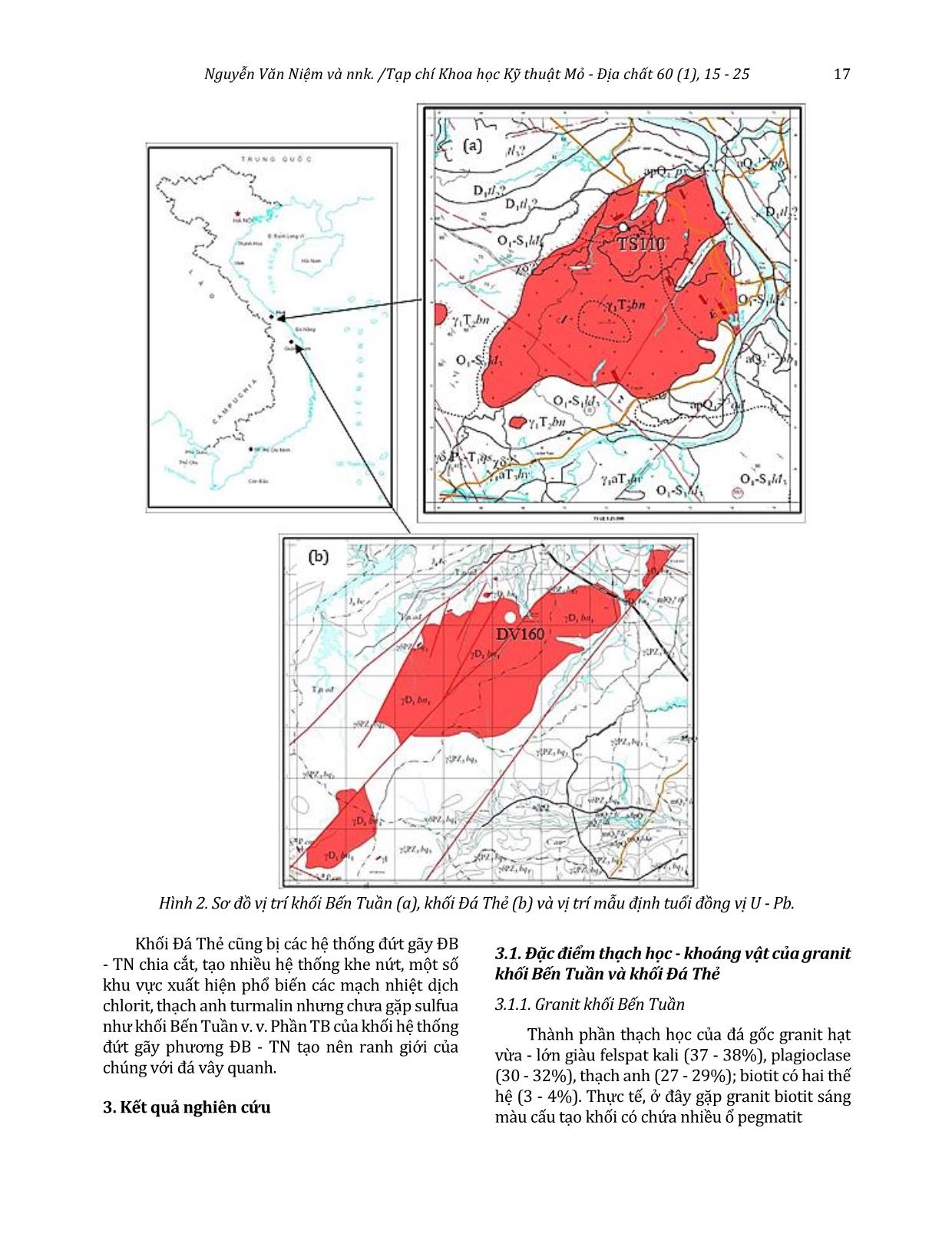 Một số kết quả mới về đặc điểm thạch học và tuổi U - Pb của thành tạo Granit khối Bến Tuần, khối Đá Thẻ trang 3
